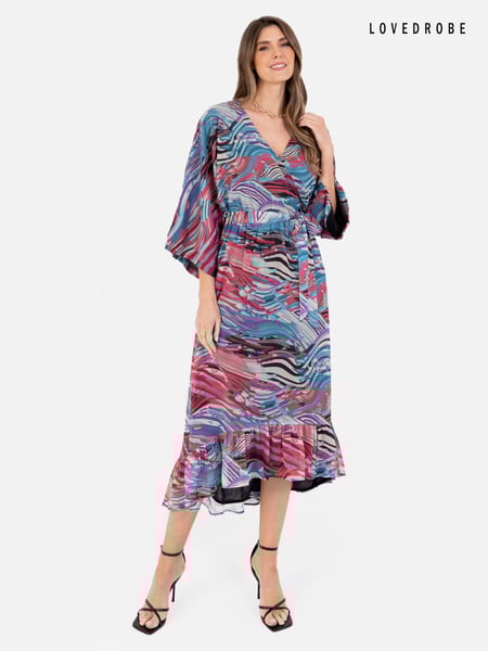 Lovedrobe Wrap Kimono Dress With Ruffled High Low Hem (N68976) | € 19