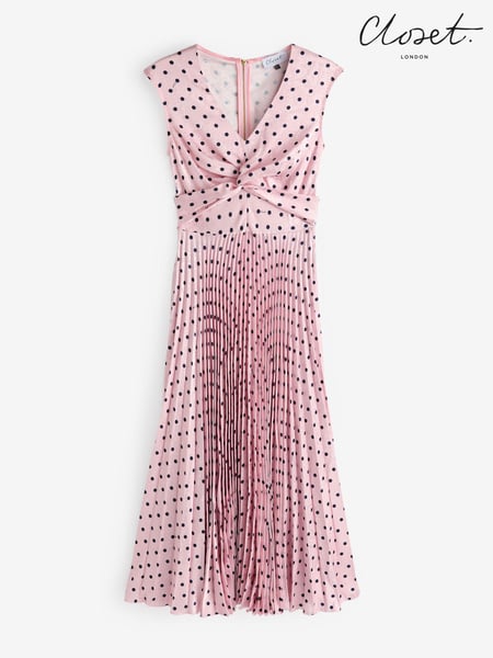 Closet London Pink Soft Twist Detail Pleated A- line Dress (N69835) | € 37