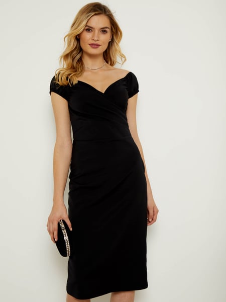 Sosandar Black Cross Over Bardot Dress (N71174) | € 23