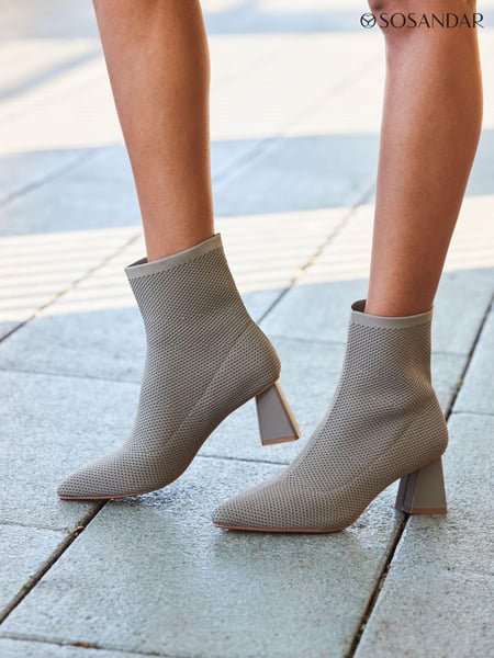 Sosandar Brown Angled Heel Knitted Sock Boots (N71462) | € 54