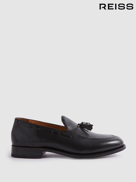 Reiss Black Clayton Leather Tassel Loafers (N71519) | € 387