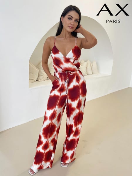 AX Paris Metallic Rust Printed Strappy Tie Waist Jumpsuit (N72099) | € 33