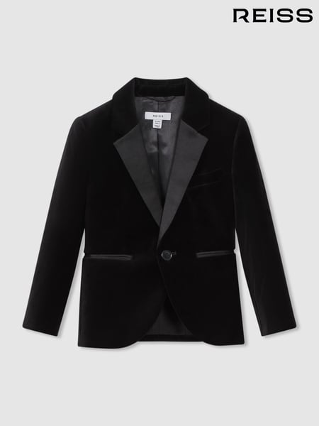 Reiss Black Ace 13-14 yrs Single Breasted Velvet Blazer (N72382) | € 190