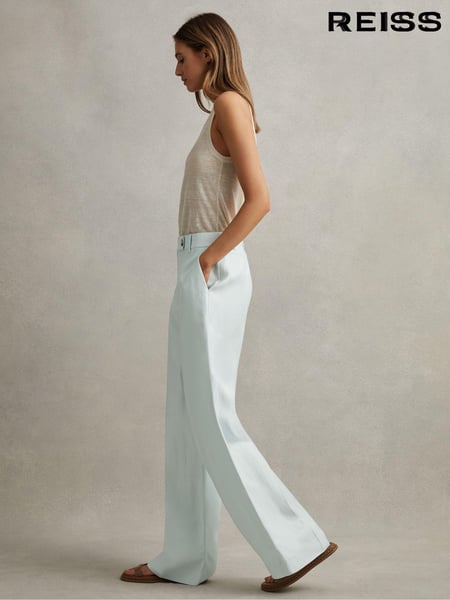 Reiss Blue Lori Petite Viscose-Linen Wide Leg Suit Trousers (N72481) | € 293