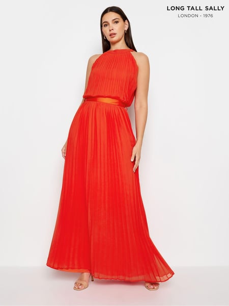 Long Tall Sally Orange Tall Halterneck Pleated Maxi Dress (N72573) | € 117