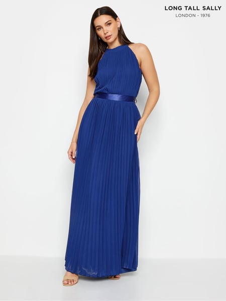 Long Tall Sally Blue Tall Halterneck Pleated Maxi Dress (N72609) | € 117