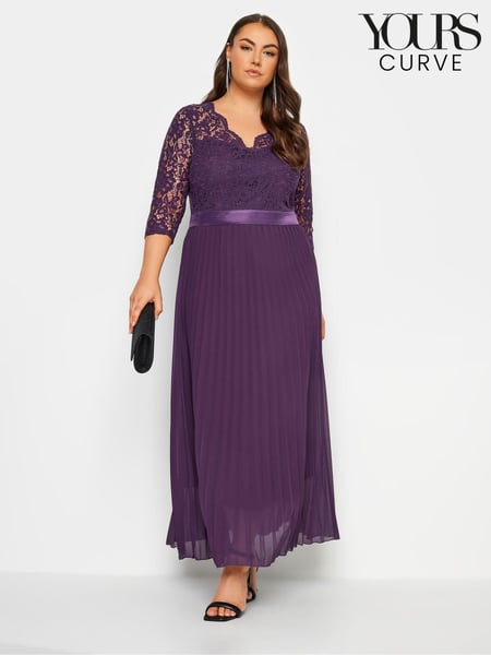 Yours Curve Purple Lace Wrap Pleated Maxi Dress (N72840) | € 26