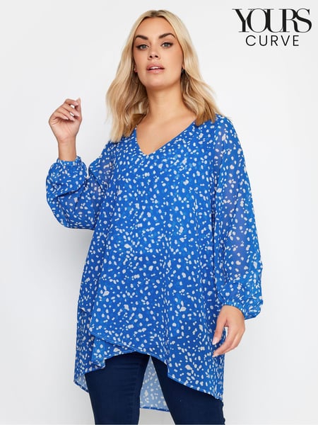 Yours Curve Blue Wrap Front Blouse (N72965) | € 56