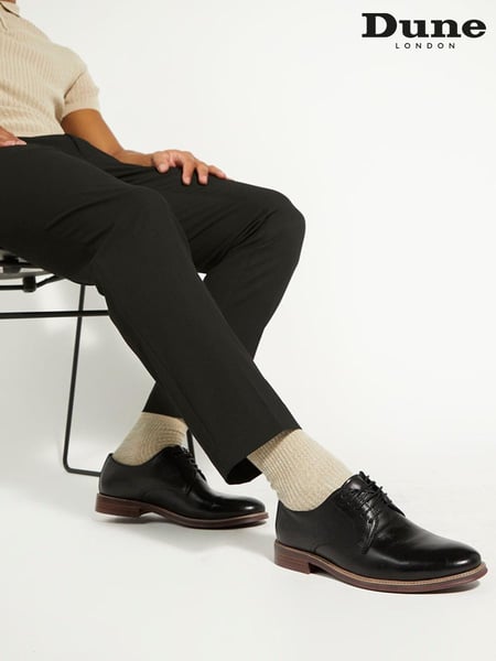 Dune London Black Wide Fit Stanleyy Soft Leather Gibson Shoes (N73966) | € 186