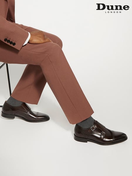Dune London Brown Saloon Laser Toe Cap Monk Shoes (N73968) | € 217