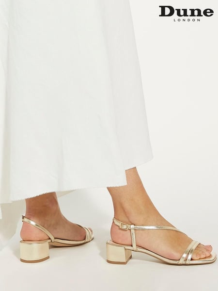 Dune London Gold Maryanna Low Block Heel Sandals (N74715) | € 87