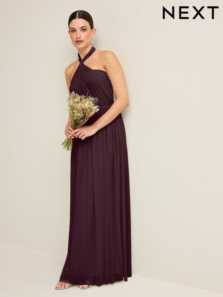 Plum Purple Mesh Multiway Bridesmaid Wedding Maxi Dress (N75620) | € 105