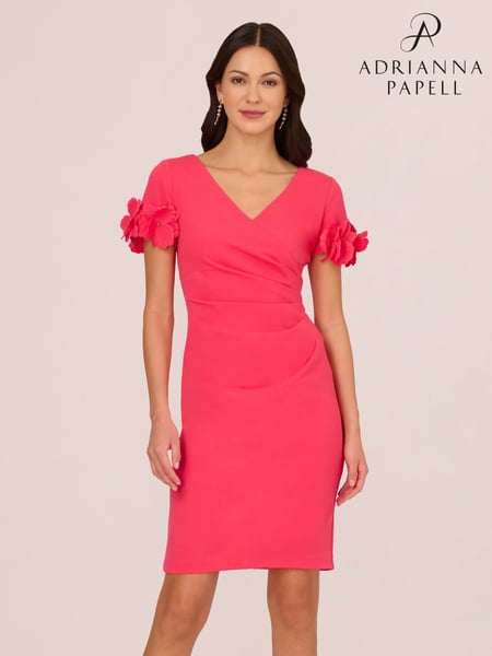 Adrianna Papell Pink Knit Crepe Short Dress (N76772) | € 232