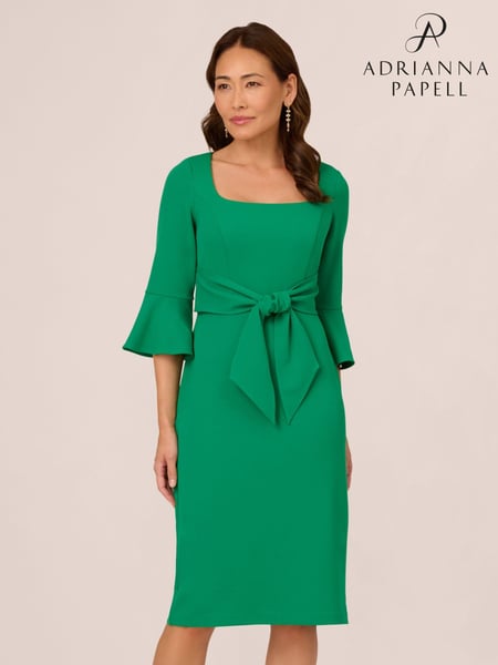 Adrianna Papell Green Bell Sleeve Tie Front Dress (N76774) | € 162