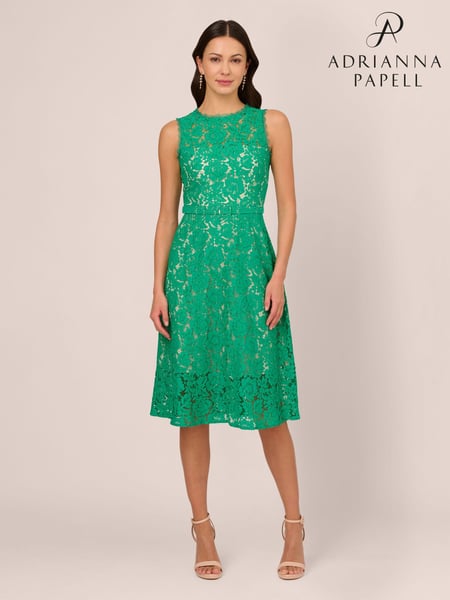 Adrianna Papell Green Lace Midi Dress (N76799) | € 104