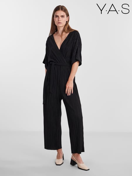 Y.A.S Black Plisse Belted Jumpsuit (N77017) | € 17