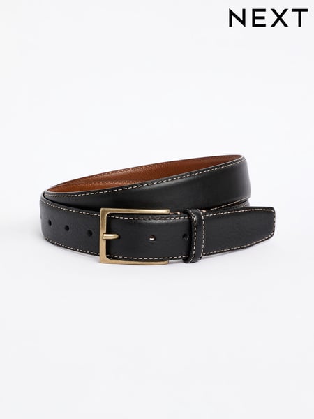 Black Signature Contrast Stitch Leather Belt (N77067) | € 16