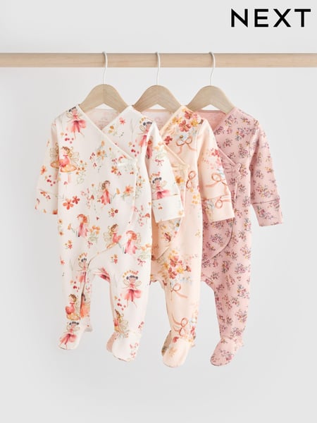 Pink/Cream 100% Cotton Wrap Baby Sleepsuit (0-2yrs) (N77672) | € 28 - € 31