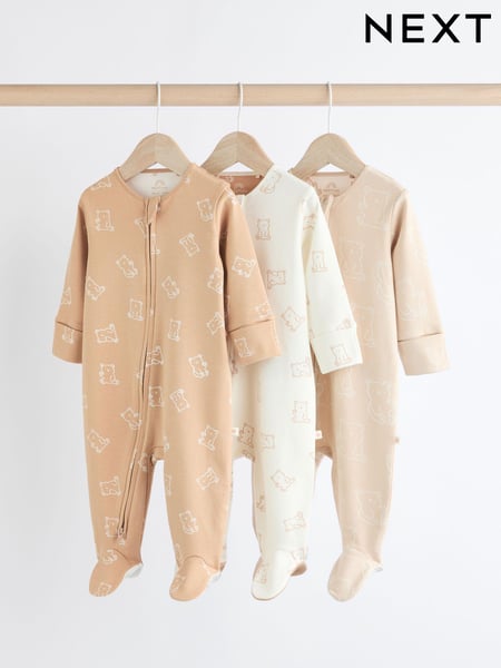 Neutral Baby Bear 100% Cotton Sleepsuits 3 Pack (0-2yrs) (N77765) | € 23 - € 26