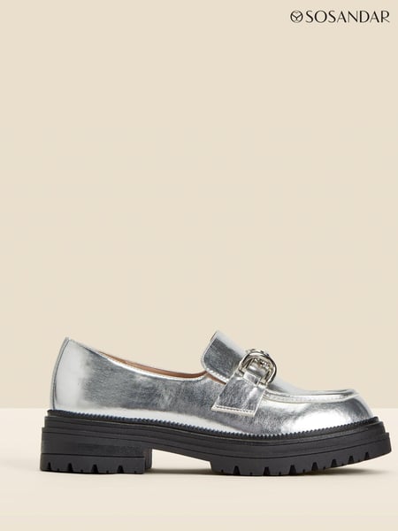 Sosandar Silver Chain Trim Chunky Loafers (N79007) | € 64