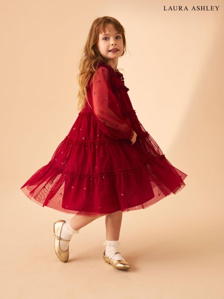 Laura Ashley Red Sequin Mesh Dress (N79117) | € 46 - € 50