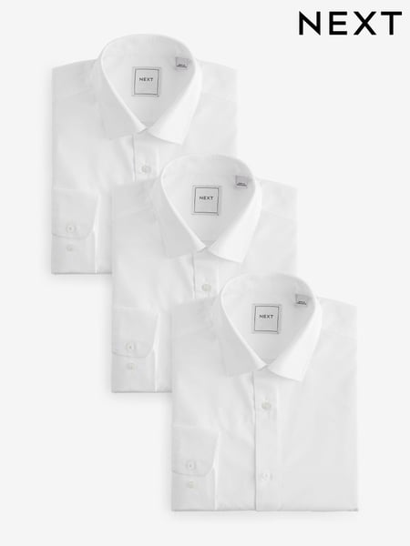 White Slim Fit Single Cuff Easy Care Smart Shirts 3 Pack (N79322) | € 78