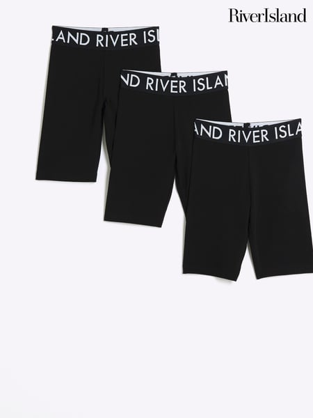 River Island Black Girls Waistband Cycle 100% Cotton Shorts 3 Pack (N79387) | € 37