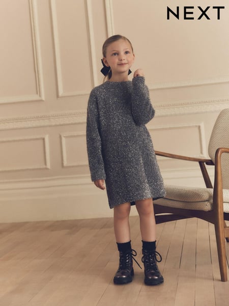 Charcoal Grey Sparkle Jumper Dress (3-16yrs) (N79973) | € 7 - € 8