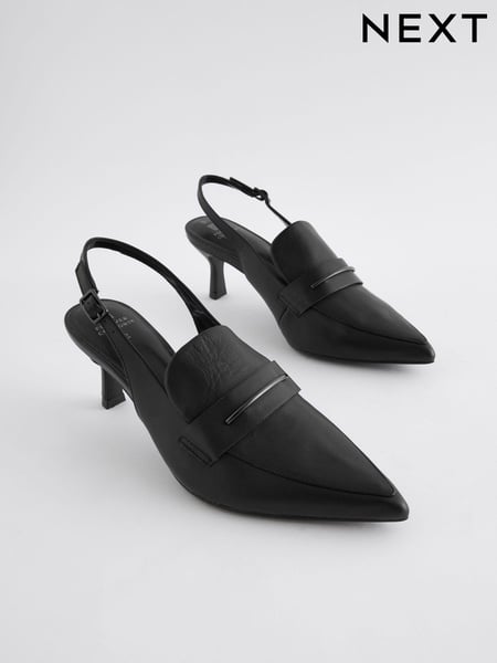 Black Forever Comfort® Point Toe Heeled Loafers (N90205) | € 24