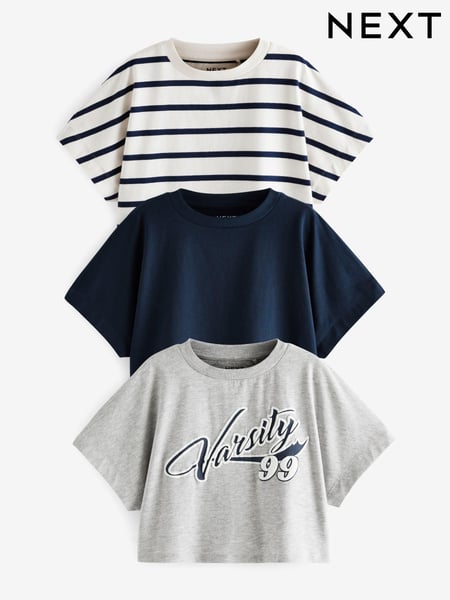Blue/Grey Boxy T-Shirts 3 Pack (3-16yrs) (N90225) | € 20 - € 28