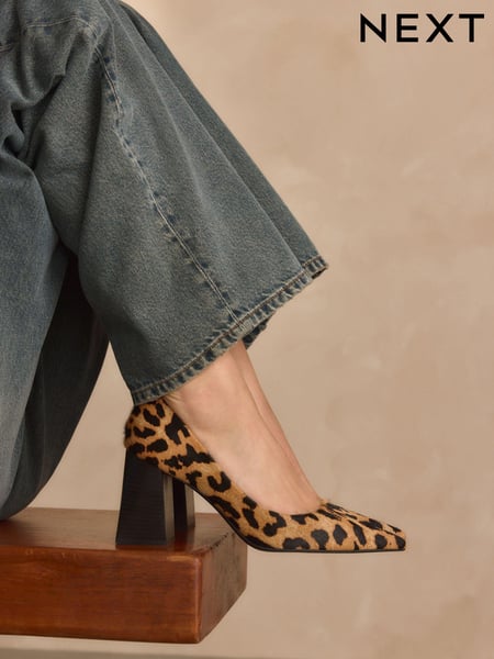 Animal Forever Comfort® Leather Point Toe Block Heel Courts (N94801) | € 86