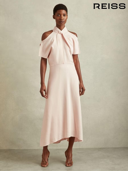 Reiss Nude Andressa Twist Neck Cut Out Midi Dress (N94965) | € 356
