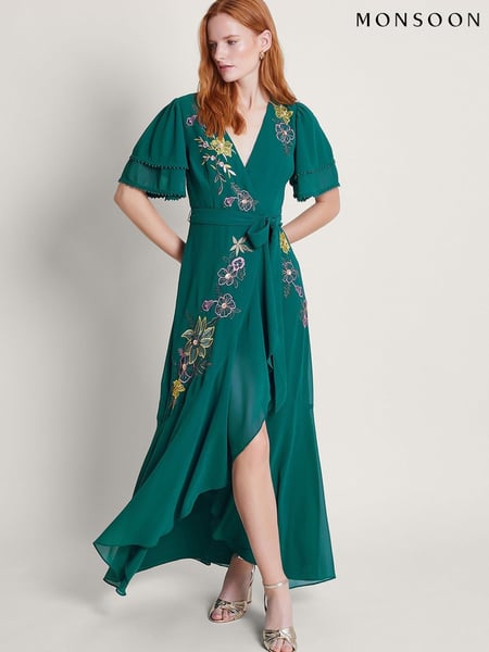 Monsoon Green Wanda Floral Embellished Dress (N95142) | € 46