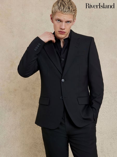 River Island Black Slim Fit Stretch Suit Jacket (N95179) | € 109