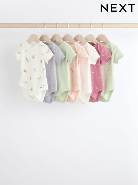 Multi 7 Pack Pastel Short Sleeve 100% Cotton Bodysuit 7 Pack (N95289) | € 28 - € 31