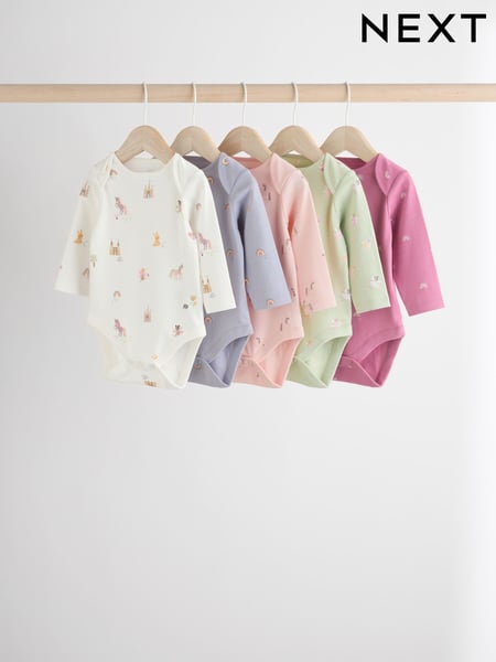 Multi 5 Pack Baby Long Sleeve 100% Cotton Pastel Bodysuits 7 Pack (N95305) | € 26 - € 28