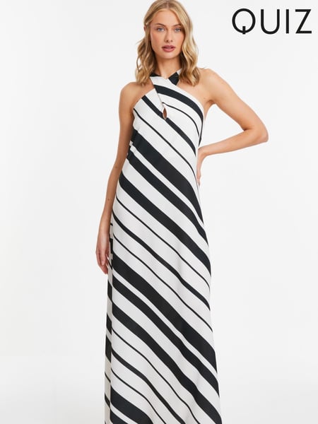 Quiz White Striped Maxi Dress With Keyhole Neck (N95381) | € 15