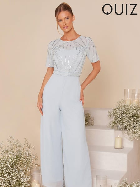Quiz Blue Embellished Jumpsuit With Short Sleeve (N95401) | € 25