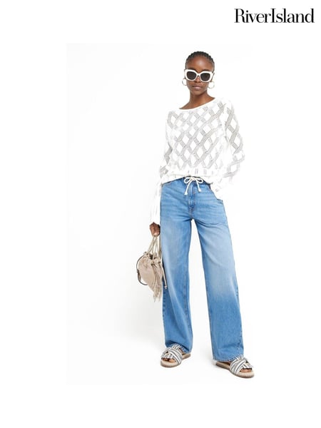 River Island White Crochet Tie Back Top (N95575) | € 25