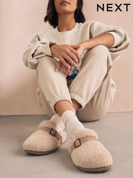 Beige Borg - Buckle Mule Slippers (N96016) | 17 €
