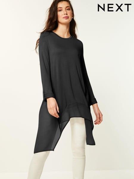 Black Hanky Hem Longline Top (N96190) | € 11