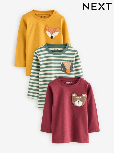 Green/Blue Long Sleeve Animal Print Character T-Shirts 3 Pack (3mths-7yrs) (N96319) | € 21 - € 24