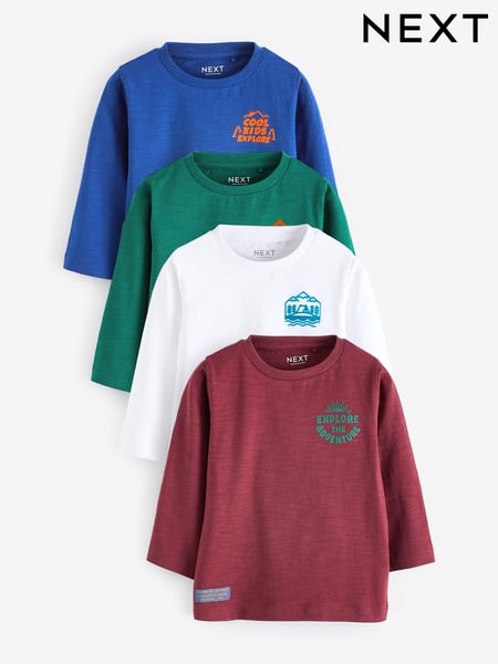 Blue/Green Long Sleeve Character T-Shirts 4 Pack (3mths-7yrs) (N96335) | € 18 - € 21