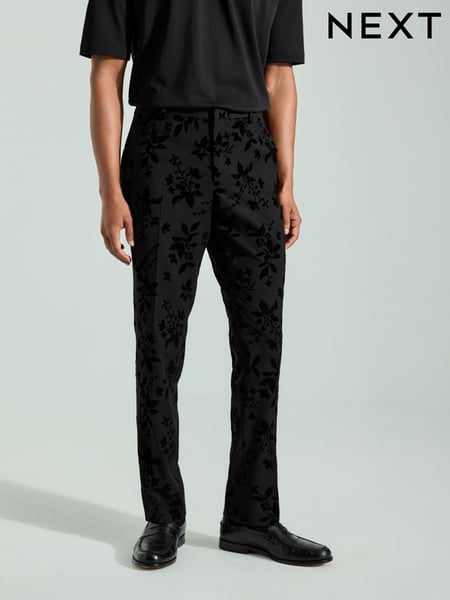 Black Velvet Floral Print Trousers (N96457) | € 30