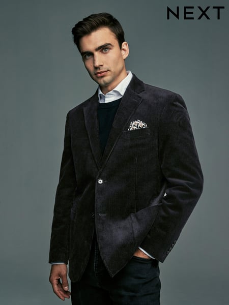 Black Regular Fit Textured Corduroy Blazer (N96469) | € 118