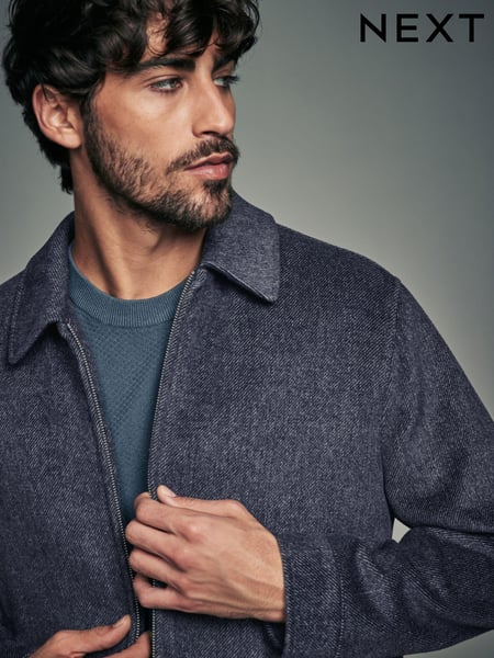 Navy Blue Soft Touch Padded Harrington Jacket with Wool (N96496) | € 29