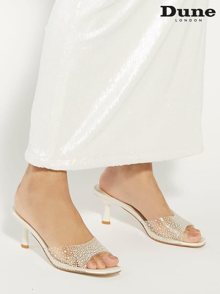 Dune London Cream Moonlit Sea Pearl Bridal Kitten Heel Mules (N96657) | € 217