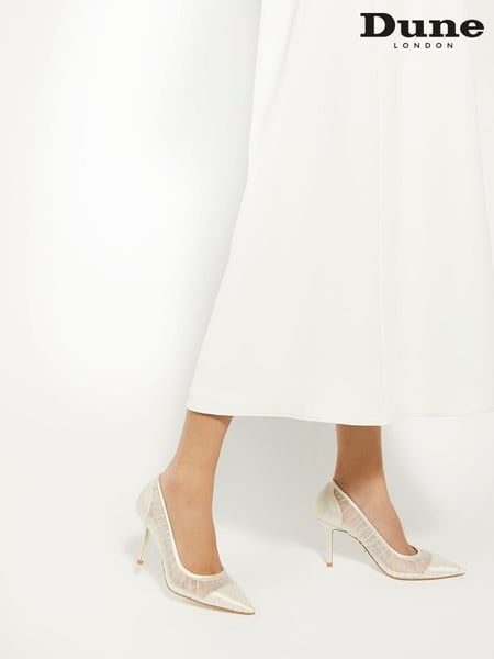 Dune London Cream Bespoke Bridal Pleat Mesh Courts (N96669) | € 217
