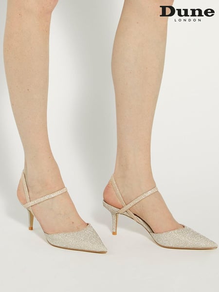 Dune London Silver Standard Fit Classical Elasticated Open Court Shoes (N96689) | € 123