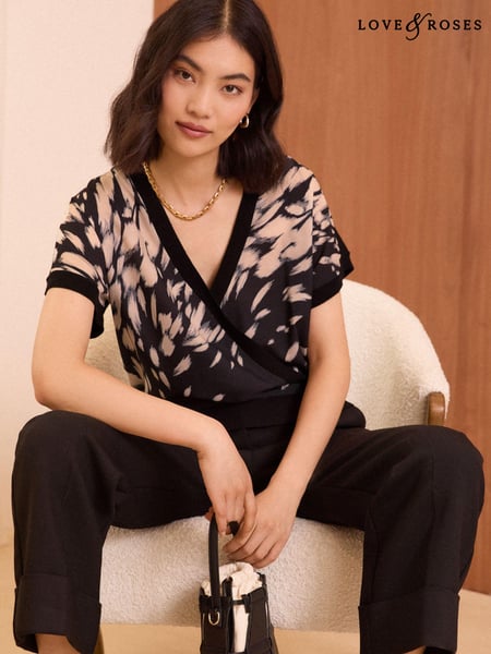 Love & Roses Mono Fine Gauge Woven Mix Wrap Jumper (N96774) | € 27